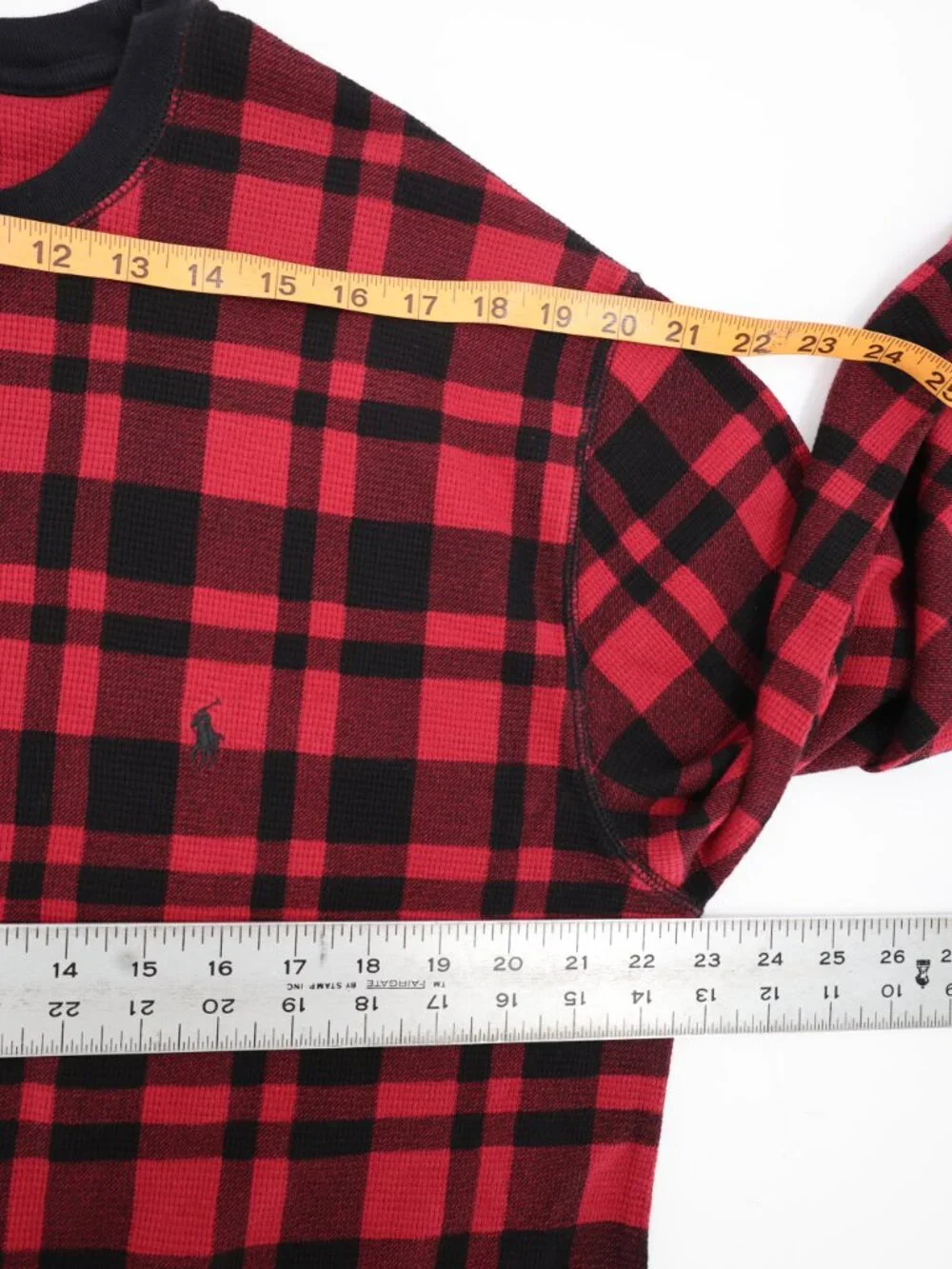 Polo Ralph Lauren Shirt Mens 2XL Termal Waffle Knit Plaid Long Sleeve pullover